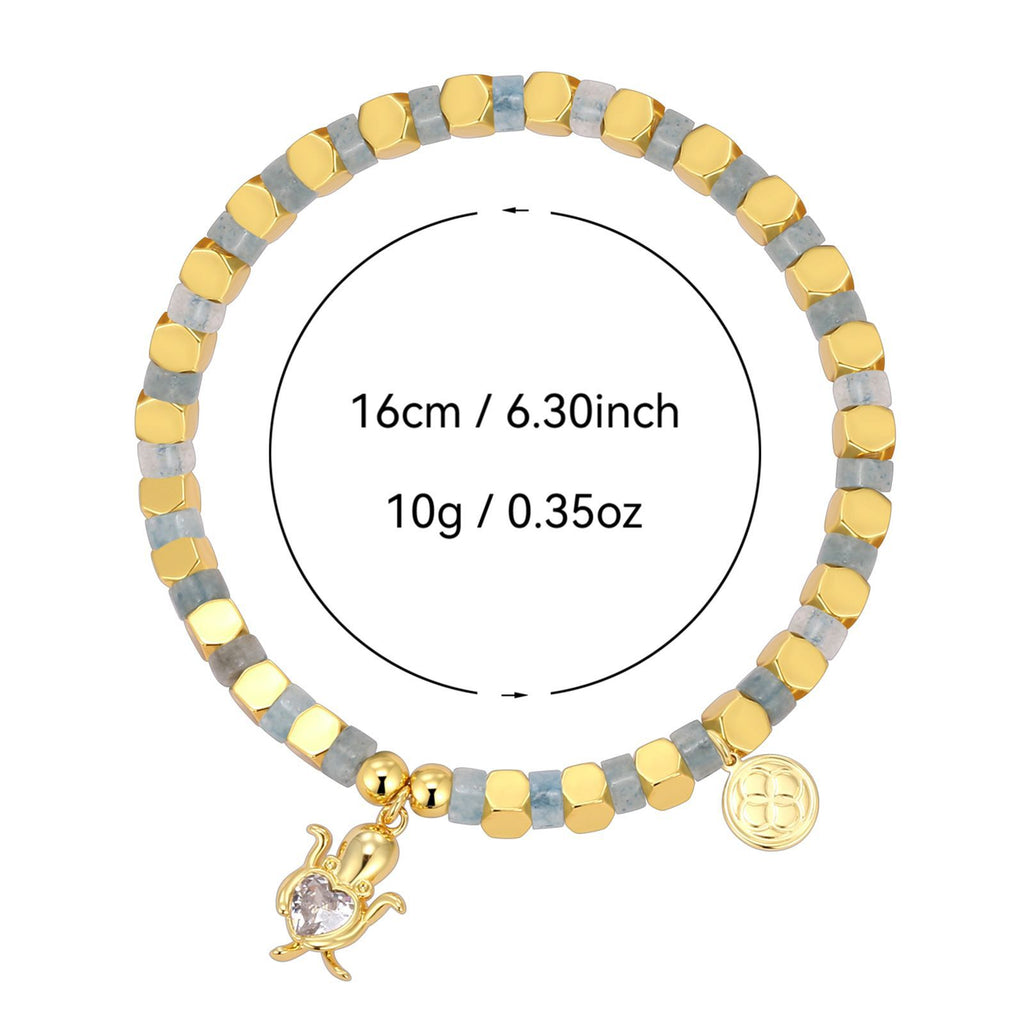 B0245 Copper plating14k Gold Heart Zircon Fashion Beaded Vacation New Bracelet