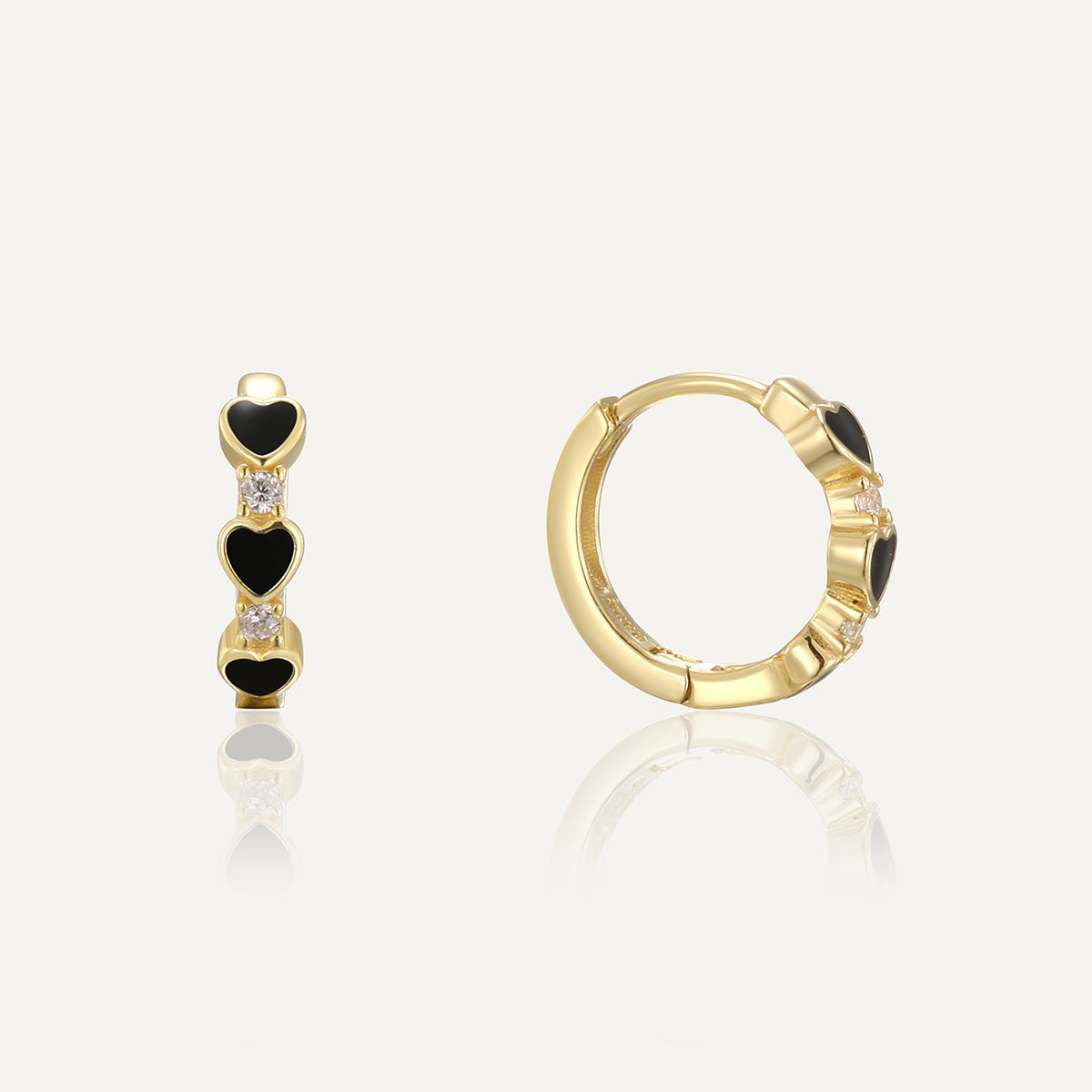 SE0322 925Silver Black Heart Splicing Hoop Earrings for Women New Trendy Design Summer Ear Accessories