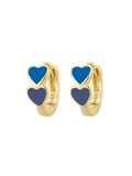 14K Gold-Plated 925 Sterling Silver Double Heart Colorful Resin Earrings — finish and profile — jewelry finish and design detail