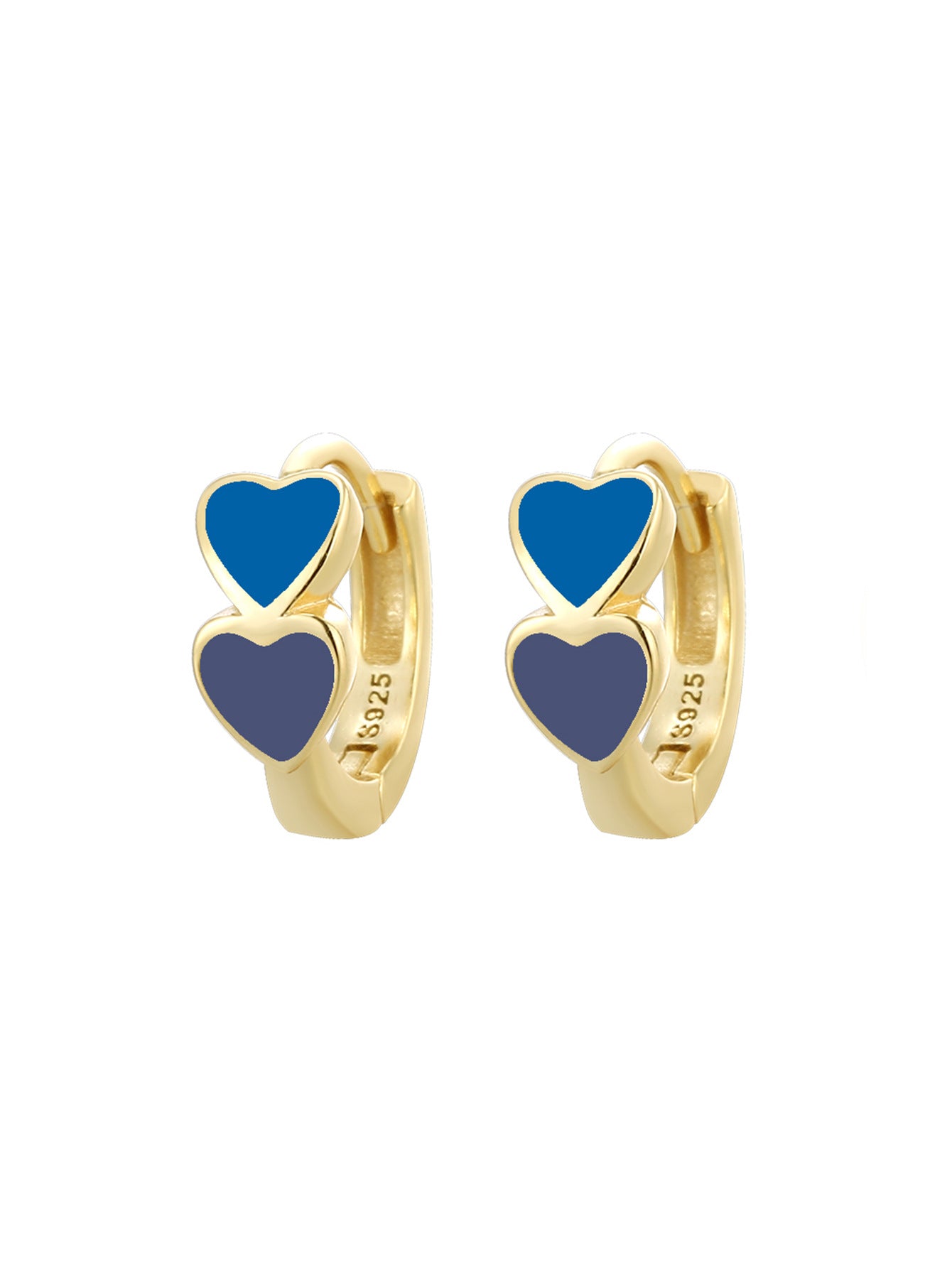 SE0131 S925Silver plating14K Gold Double Heart Colorful Resin Earrings for Women Fashion Simple Ear Accessories