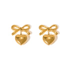 2H French Elegant Fashion Style18K Gold Stainless Steel Love Heart Pendant Earrings Women's Ear Jewelry Accessories