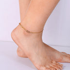 A0028 Asymmetric Beach Paperclip Micro Pave Zirconia Anklet for Women with a Sense of Design