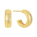 E0636 Fashion Simple Earrings for Women Copper Gold-Plated Moon Micro-Inlaid White Zircon Earrings