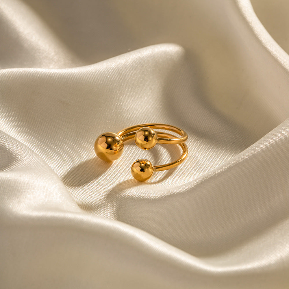2H Ring18K Golden Three Balls gold Open Ring