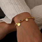 B0333 Fashionable and Romantic Heart Pendant Beaded Chalcedony Bracelet