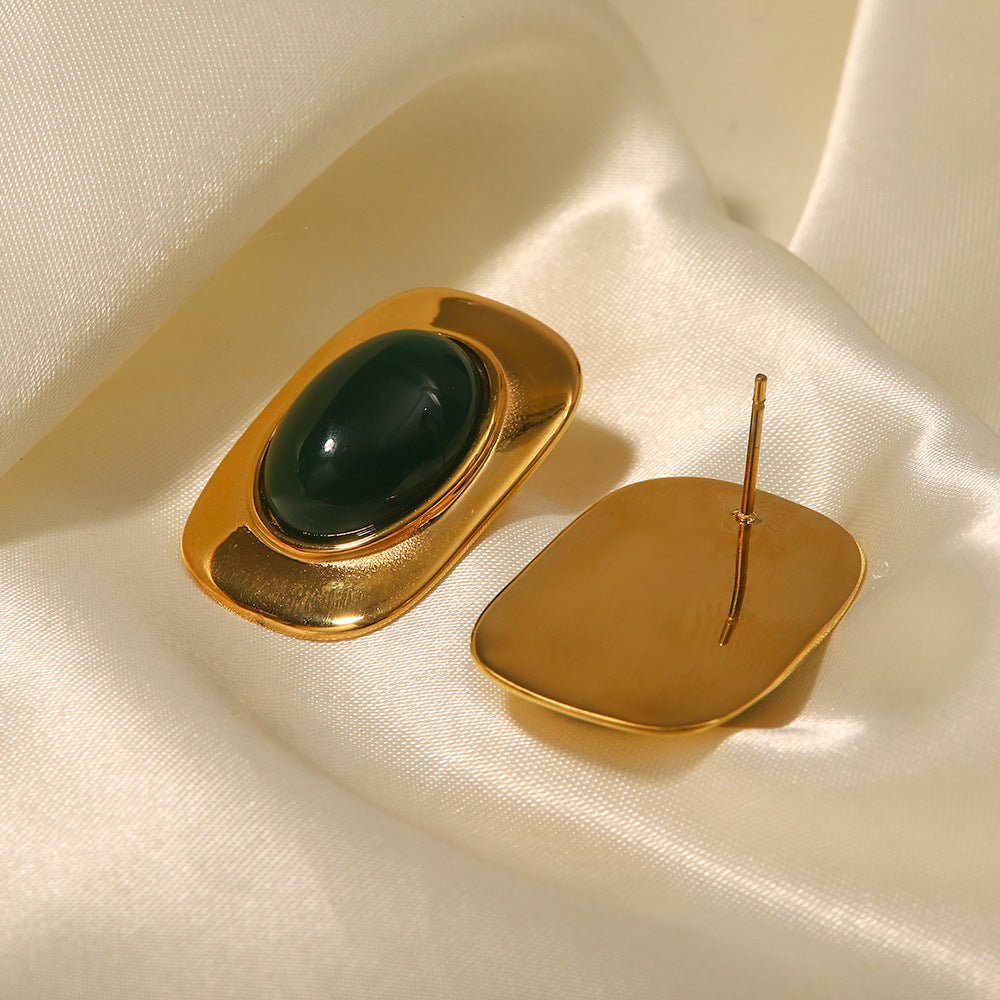 2H Trendy  Accessories18k Gold Vintage Oval Earrings Trendy Fashion Versatile Ear Jewelry