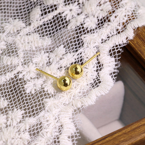 18K Gold-Plated Brass Beaded Round Stud Earrings in a gold-tone brass finish