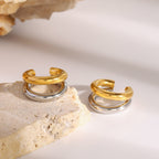 Stainless Steel Double c Non-Pierced Ear Cuff Earrings Non-Fading Ear Jewelry