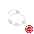 925 Sterling Silver Inlaid Zircon Ring for Women Trendy Open Adjustable Chain Ring Silver Jewelry — jewelry product photo 09 — jewelry finish and design detail