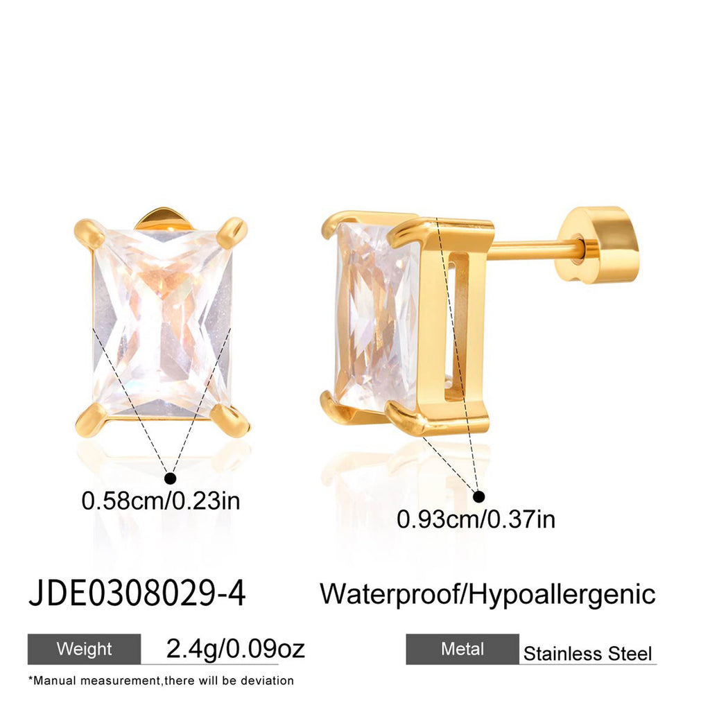 Zircon Earrings Simple Ear Jewelry Non-Fading18k Gold Stainless Steel Jewelry