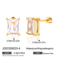 Cubic Zirconia Minimalist Stainless Steel 18K Gold-Plated Earrings — alternate product view — jewelry finish and design detail