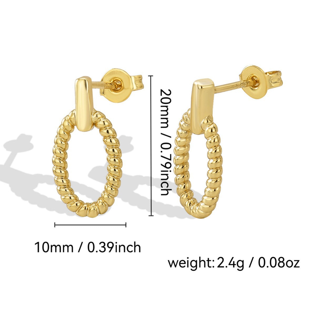 E0318 Vintage Fashion Braided Twist Oval Minimalist Stud Earrings for Women