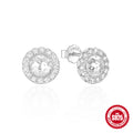Sterling Silver C Shaped Stud Earrings With inlaid cubic zirconia — jewelry product photo 09 — jewelry finish and design detail