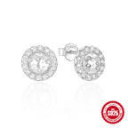 New925Pure Silver Classic Simple Round Shape C Stud Earrings with Inlaid Diamonds, Minimalist Design Sense, Korean and Japanese Style