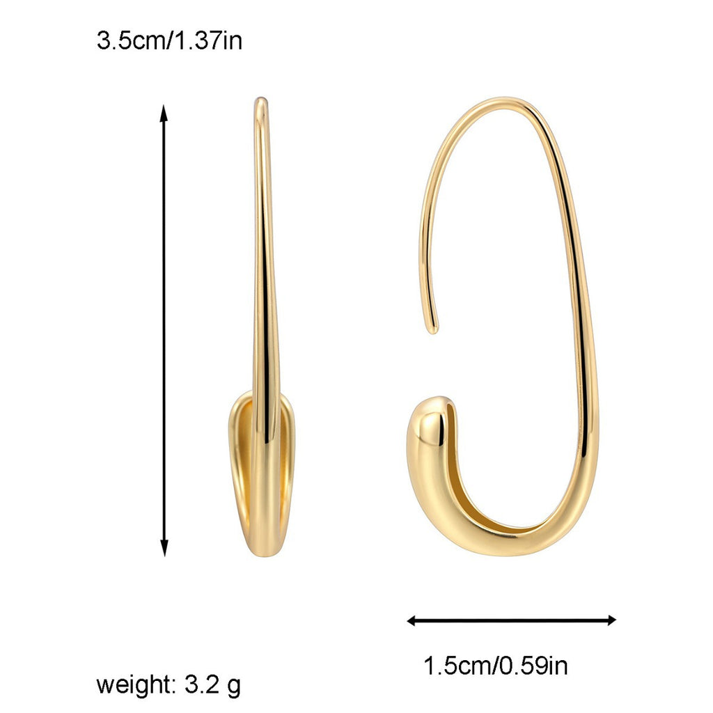 E0288Metallic Egg-Shaped Ear Hooks for Women New Trendy Fashion Earrings Minimalist Style Ear Jewelry