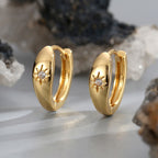 E0449 Fashionable Exquisite Earrings for Women, Minimalist Style, Smooth Surface, Sunlight Zirconia Inlaid Earrings
