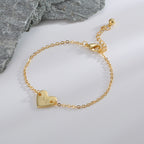 B0182  Korean Version Fashion Simple Heart-shaped Bracelet for Women gold Love Heart26Minimalist Letter Style