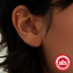 925Sterling Silver Style Inlaid Diamond Octagonal Star Heart Flat Head Soft Bone Piercing Ear Bone Stud New Threaded Earrings