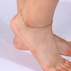 A0004 Fashion Interlocking Anklet for Women, Simple Adjustable Micro Inlaid Zircon Foot Jewelry Accessories
