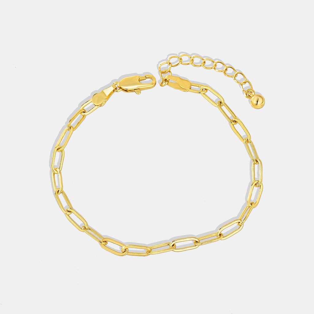 B0049 Bracelet Simple and Trendy Women's Metal Paperclip Oval Chain gold Bracelet