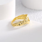 R0471 Exaggerated Irregular Concave-Convex Surface Design Ring for Women Brass Gold-Plated Ring
