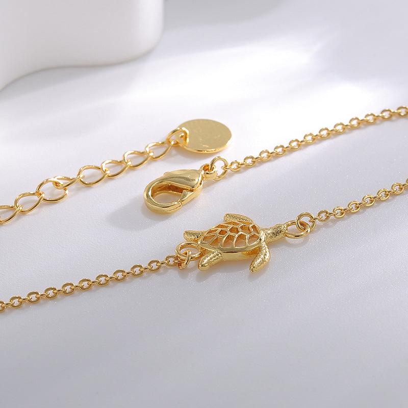 B0183 Korean Style Fashion Design Hollow Turtle Bracelet for Women Brass Gold Plated with Shell Beads
