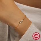 S925 Sterling Silver Horse Eye Pendant Diamond Inlay Bracelet