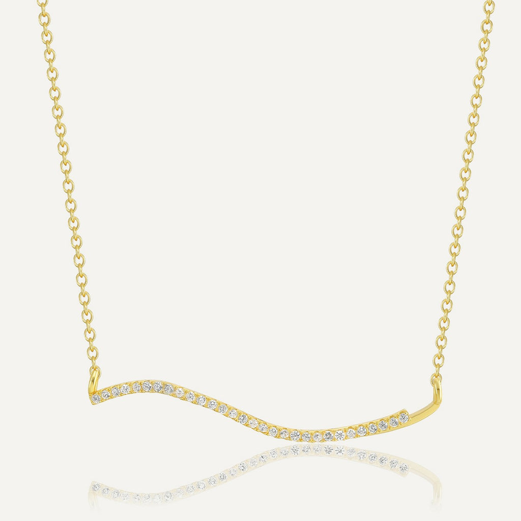 S925 Silver Gold Curve Necklace Two Tone Everyday Pendant