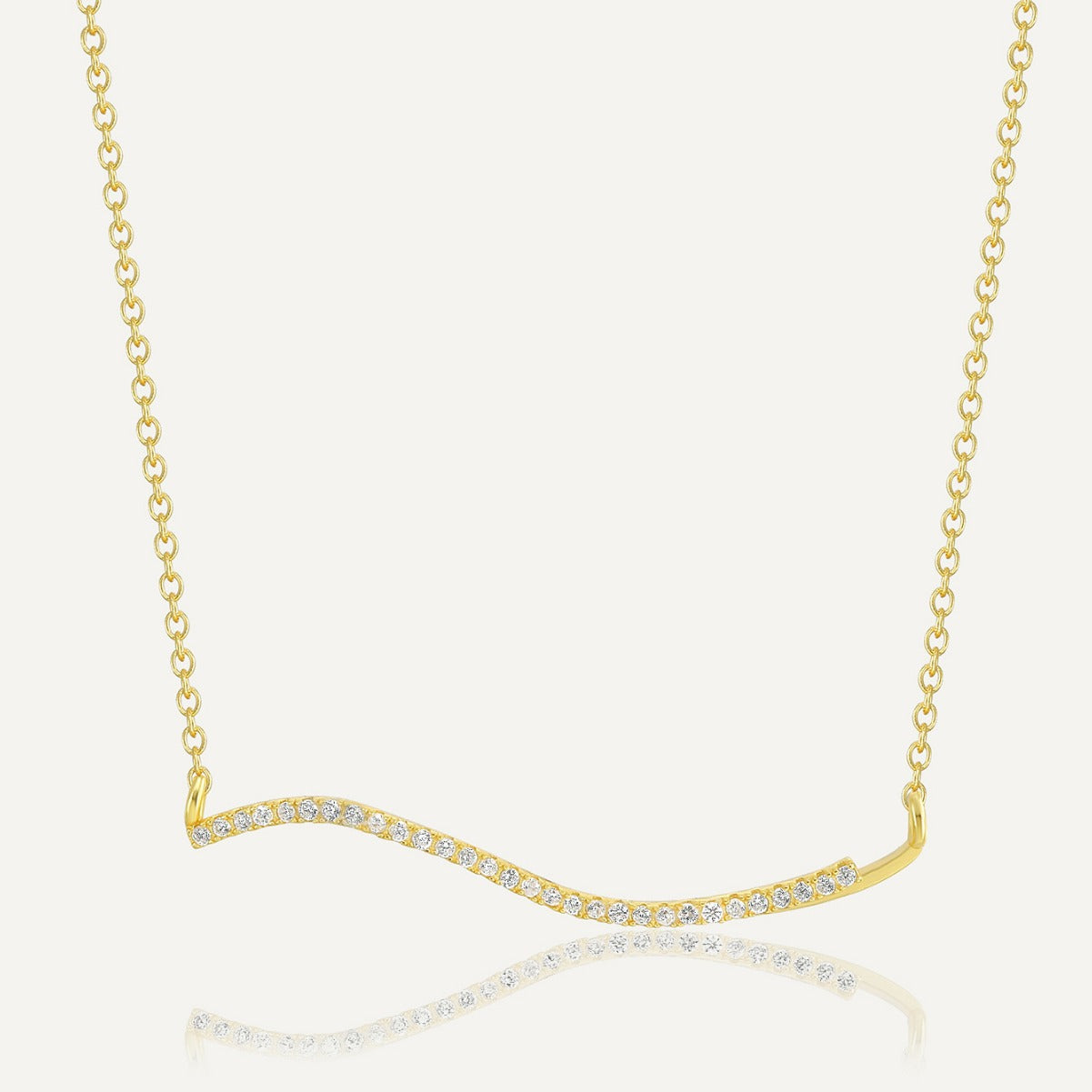 S925 Silver Gold Curve Necklace Two Tone Everyday Pendant