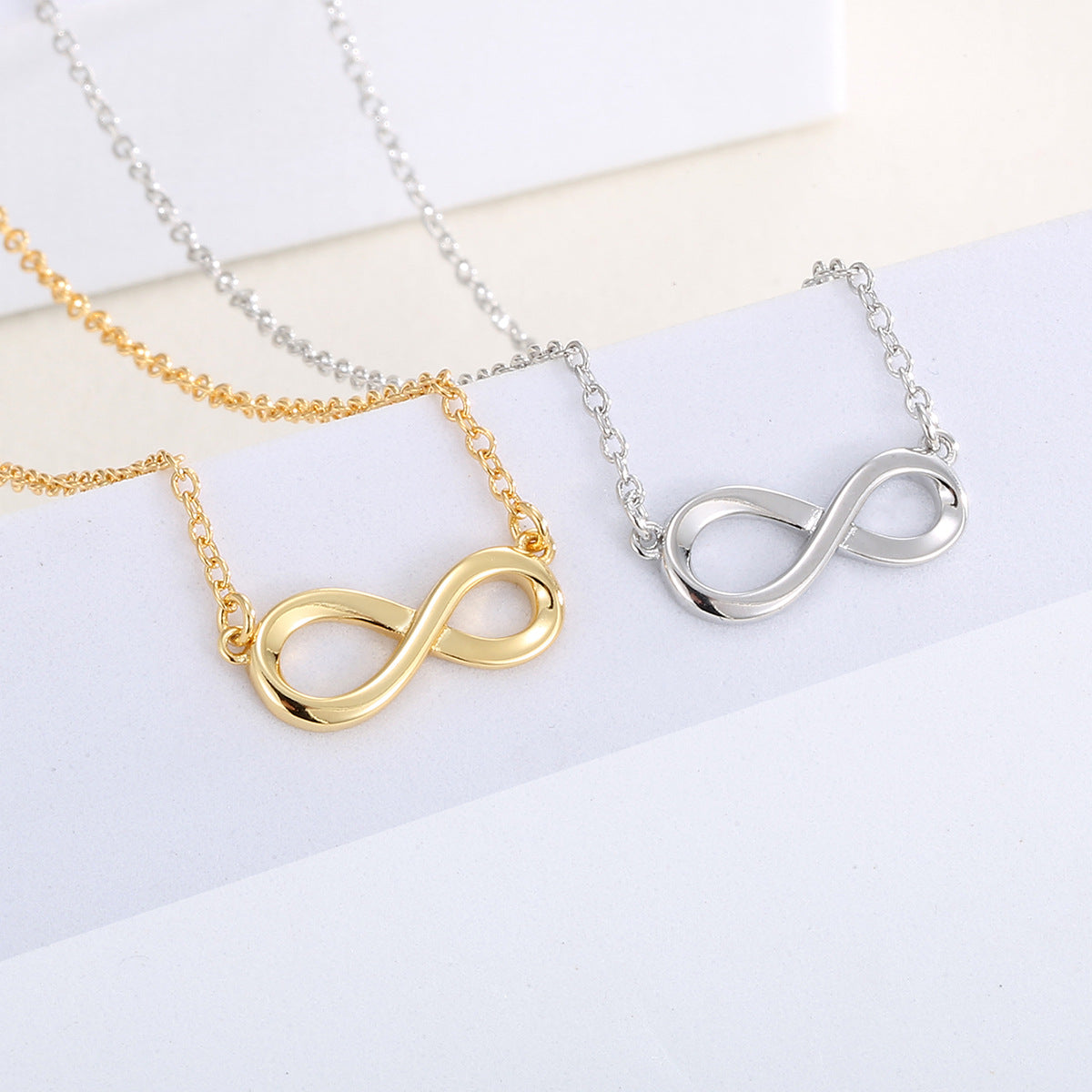 Two Tone Infinity Necklace For Women Copper Gold Silver Pendant