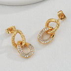E0653 Fashion Retro Double Hoop Earrings for Women Simple Micro Inlaid White Zircon Exquisite Drop Earrings