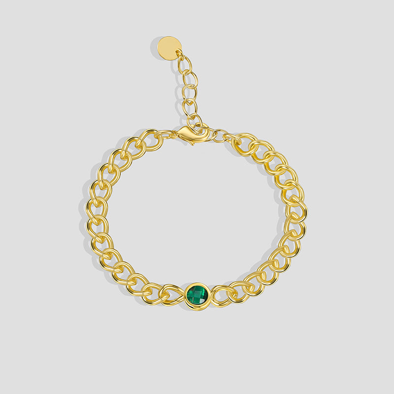 B0128 Hip-hop Style Fashion Design Bracelet for Women Simple with Green Zircon