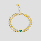 B0128 Hip-hop Style Fashion Design Bracelet for Women Simple with Green Zircon