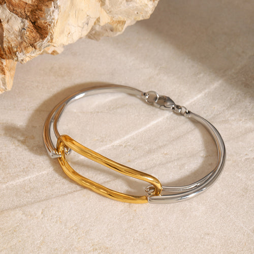 18K Gold-Tone Geometric Enamel Stainless Steel Bracelet for private-label fashion jewelry buyers
