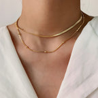 Trendy Retro Simple Personality Gold-Plated Minimalist Multi-Layer Necklace for Women Collarbone Chain