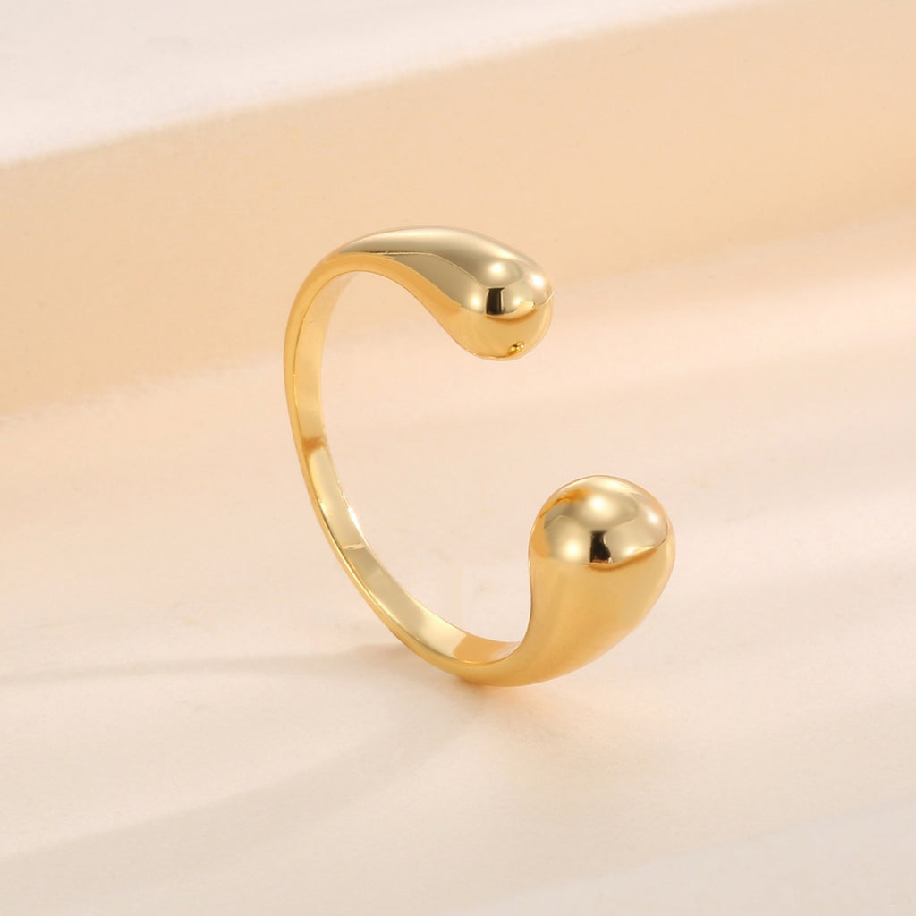 CYR0600 Design Sense Streamline Water Drop Minimalist Open Ring