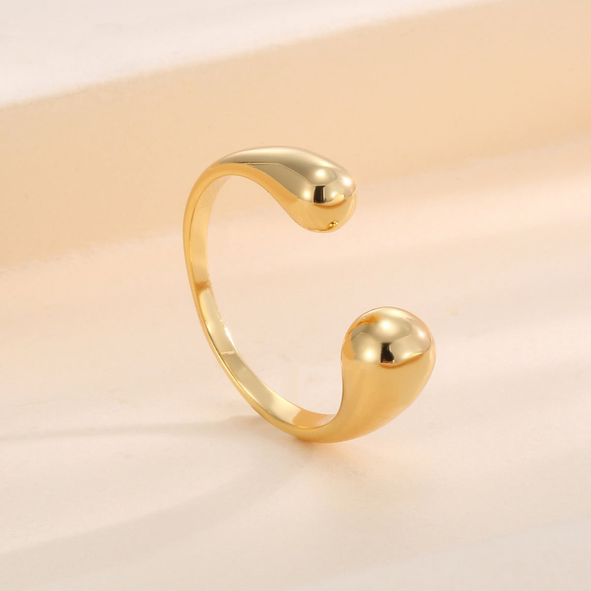 CYR0600 Design Sense Streamline Water Drop Minimalist Open Ring