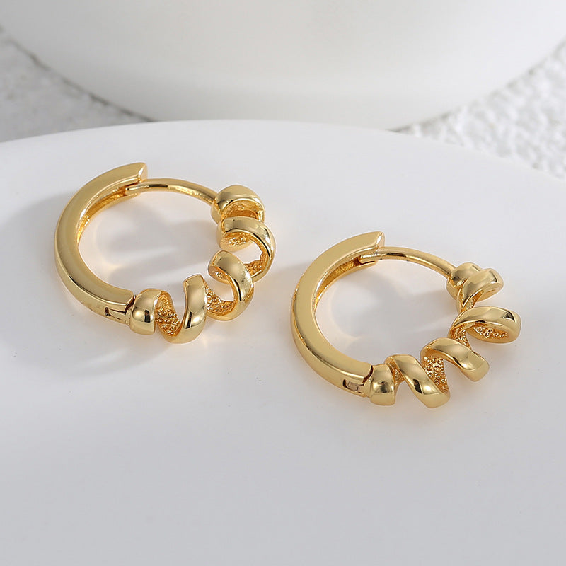 E0455 Unique Design Vintage Style Earrings for Women Fashion Retro Telephone Wire Shape Ear Clips