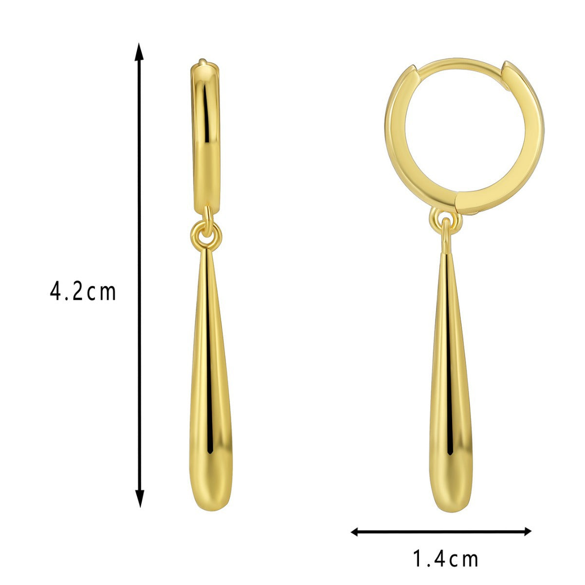 E0608 Fashion Simple Glossy Earrings for Women Brass Gold-Plated Long Strip Water Drop Earrings