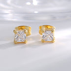 E0775 Fashion Four-Prong Square Zircon Earrings for Women gold Simple and Cool Earrings