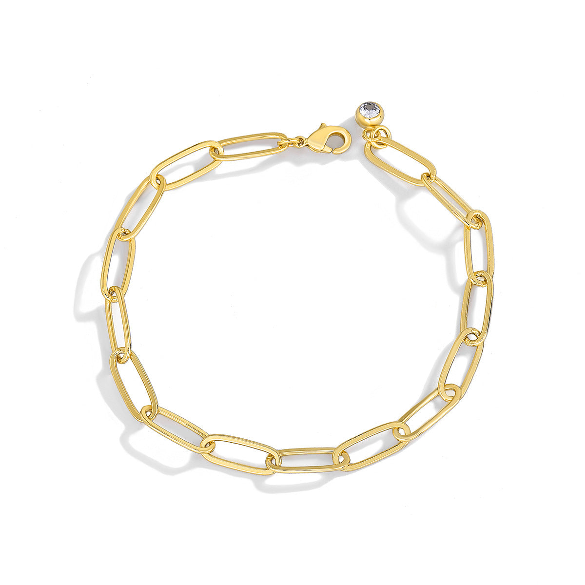 B0050 Minimalist Loop Chain Thick Chain Inlaid Diamond Bracelet for Women Simple Cool Style
