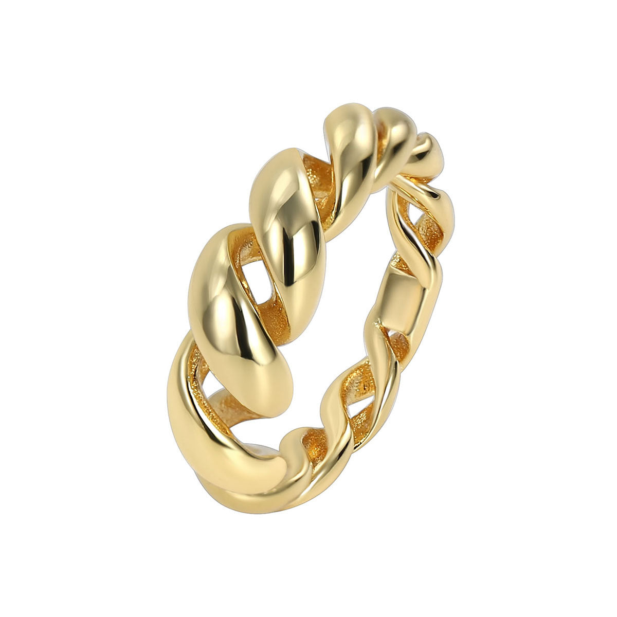 R0111 Minimalist Vintage Twisted Rope Ring Simple Hollow Braided Bagel Ring