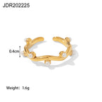 2H French Style Women's Fashion Versatile Ring18K Gold-plated Irregular Inlaid White Pearl Open Ring