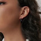 E0467 Klein Blue Epoxy Resin Irregular U Stylish Retro Design Hoop Earrings for Women