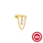 S925Sterling Silver Tassel Soft Bone Horse Eye Zircon Piercing Earrings Hot Selling Moon Ear Bone Stud for Women