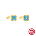 925 Sterling Silver Petal inlaid cubic zirconia Turquoise Necklace Set — jewelry product photo 09 — jewelry finish and design detail