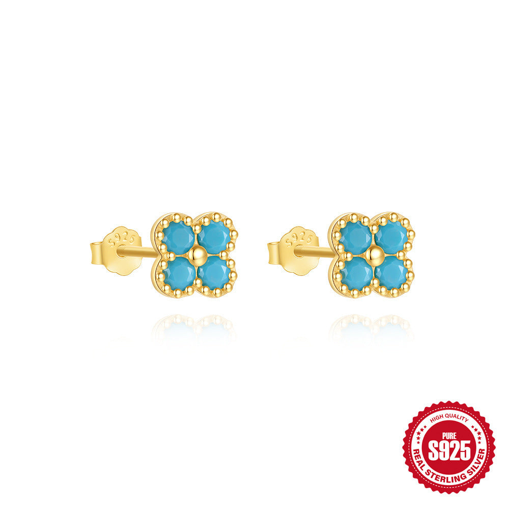 Diamond Turquoise Sterling Silver Jewelry Set Necklace Earrings Ring