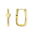 Gold-Plated Brass Heart Pavé White CZ Earrings with a heart design profile