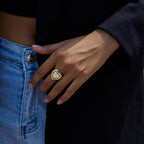 2H Heart-shaped Pearl Ring Jewelry18k Gold Stainless Steel Jewelry