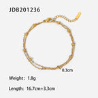 Exquisite 18K Gold Bead Chain Bracelet PVD Electroplated Jewelry Waterproof Double Layer Chain Bracelet for Women